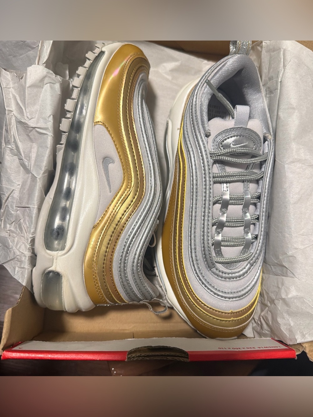 Nike Airmax 97 Vast Grey Metallic Gold Women’s Size 7